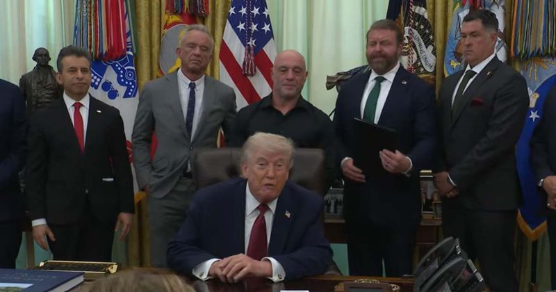 Trump quips on depression cure, asks 'Can I Have Some Please?' during Oval Office event with Joe Rogan