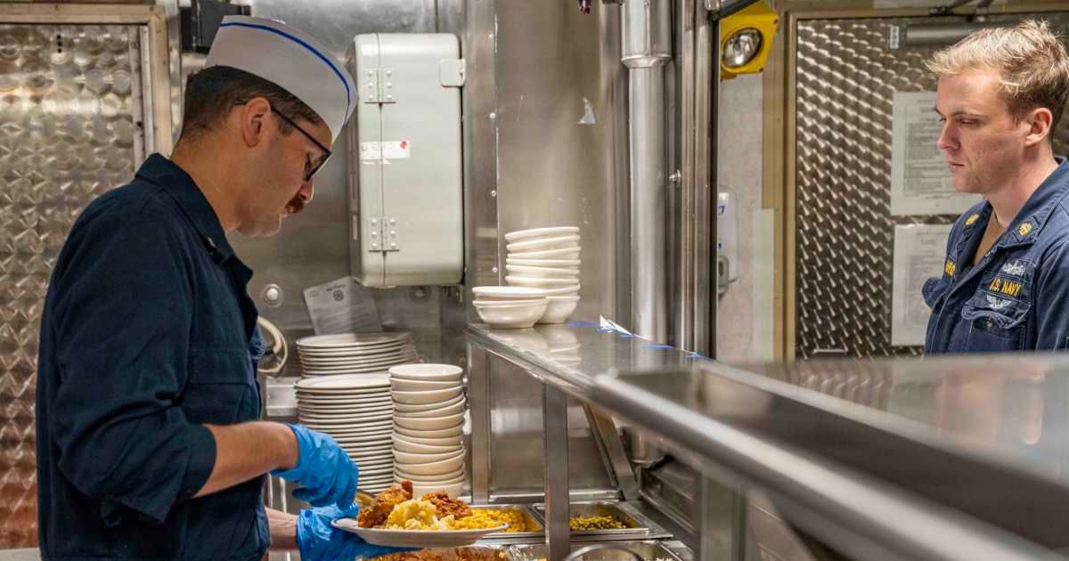 The Navy on Saturday, April 18, released photos of 'fresh meals' being served onboard the USS Abraham Lincoln and USS Tripoli (X/@USNavy)