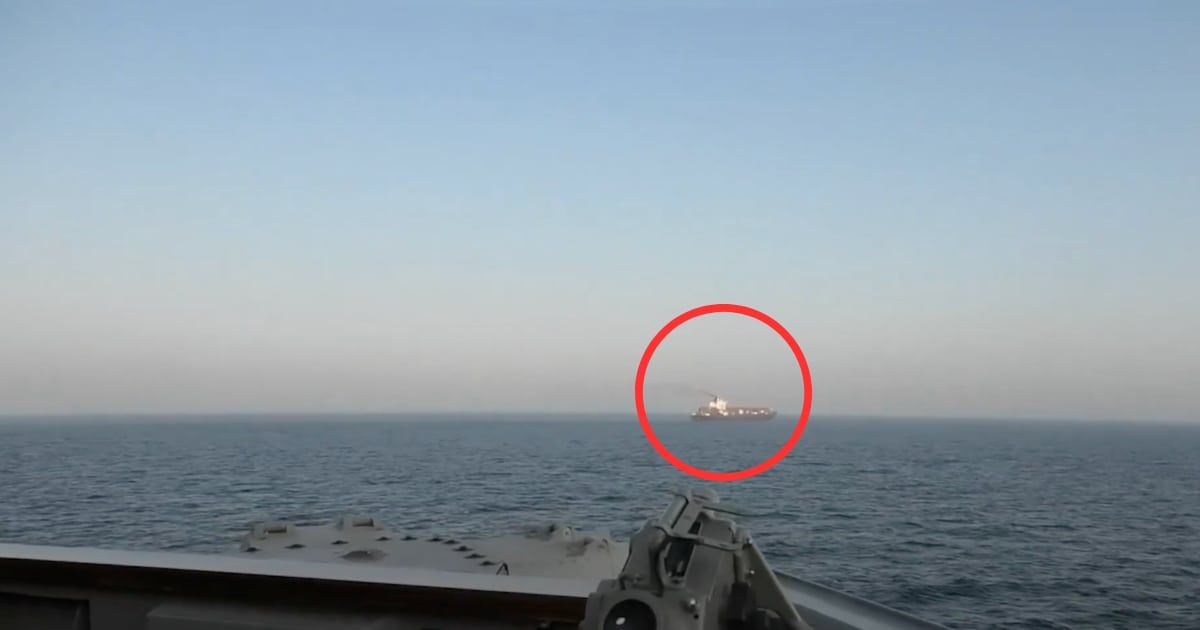 Pentagon footage shows US Navy opening fire on Iranian vessel after six-hour standoff in Arabian Sea. (X @CENTCOM)