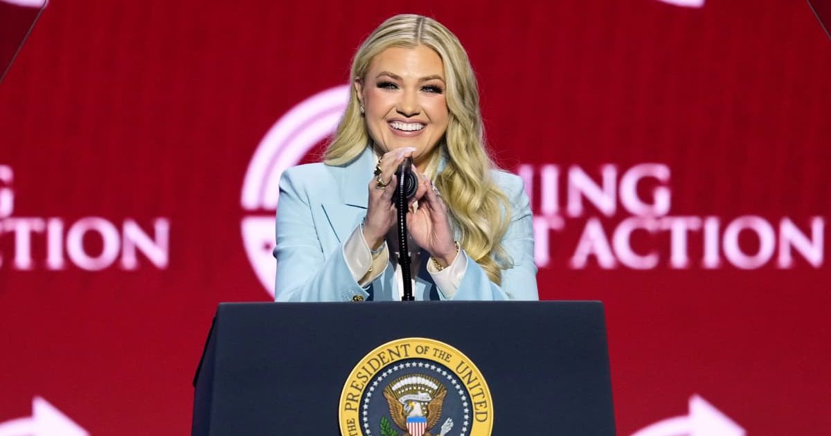After Erika Kirk’s Turning Point USA rally speech, social media rumors claimed she is running for the 2028 presidential election, sparking debate  (AP Photo/Ross D Franklin)
