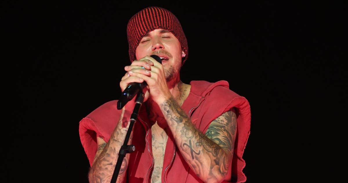 Justin Bieber shared a meme-like image of himself performing at the Coachella stage (Photo by Kevin Mazur/Getty Images for Coachella)