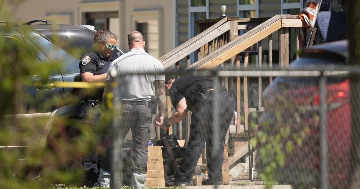 Jacob Castleman and Tiffany Castleman were among those who witnessed the aftermath of the mass shooting in Shreveport, Louisiana, on Sunday, April 19 (AP Photo/Gerald Herbert)