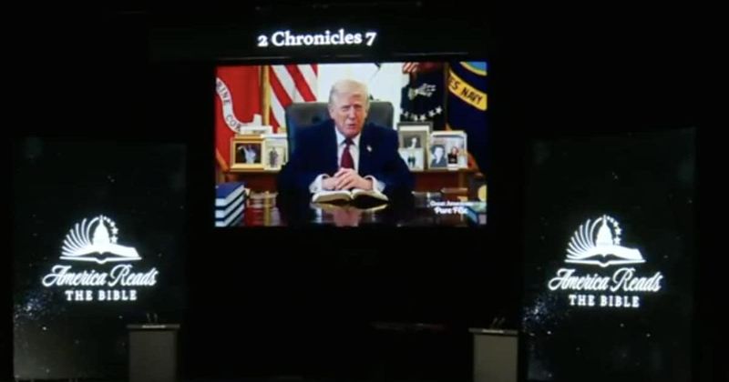 Trump leans on faith messaging, reads Bible at ‘America Reads the Bible’ amid fallout with Pope Leo