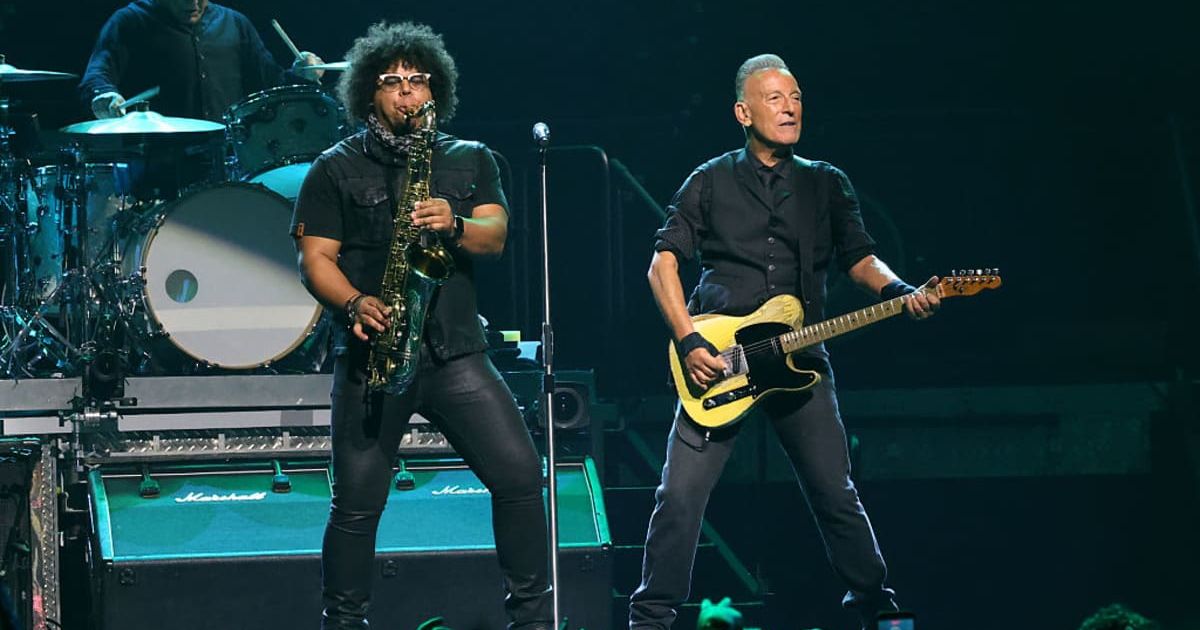 Bruce Springsteen performs during his 2026 tour as criticism grows over high ticket prices and his anti-Trump messaging (Kevin Mazur/Getty Images)