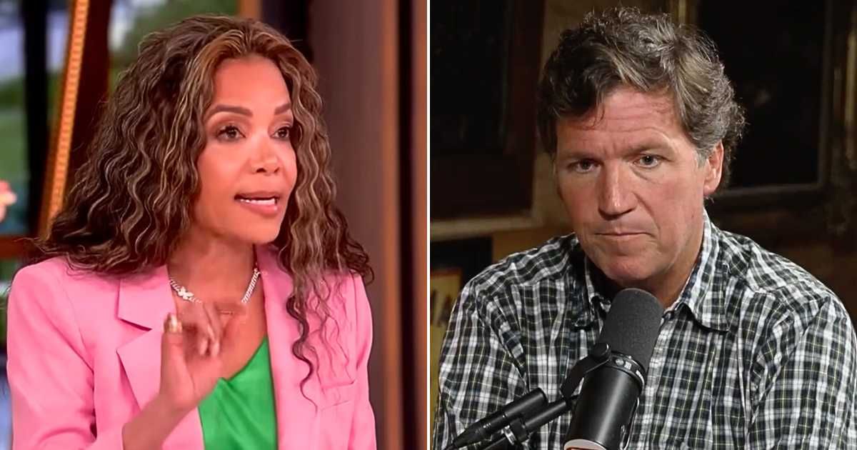 Sunny Hostin made it clear that she isn’t falling for Tucker Carlson’s apology (The View, X/@TuckerCarlson)