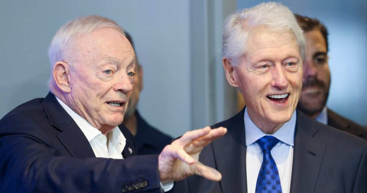 Jerry Jones called Bill Clinton 'not only president, but a friend over the years' after he made a surprise appearance at the Cowboys' pre-draft press conference (Shafkat Anowar/The Dallas Morning News via AP)