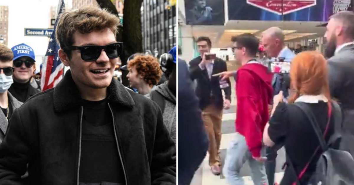 Rumors claimed Nick Fuentes was kicked out of a Turning Point USA event for chanting anti-Israel slogans (Getty Images, @fish_groyper/X)