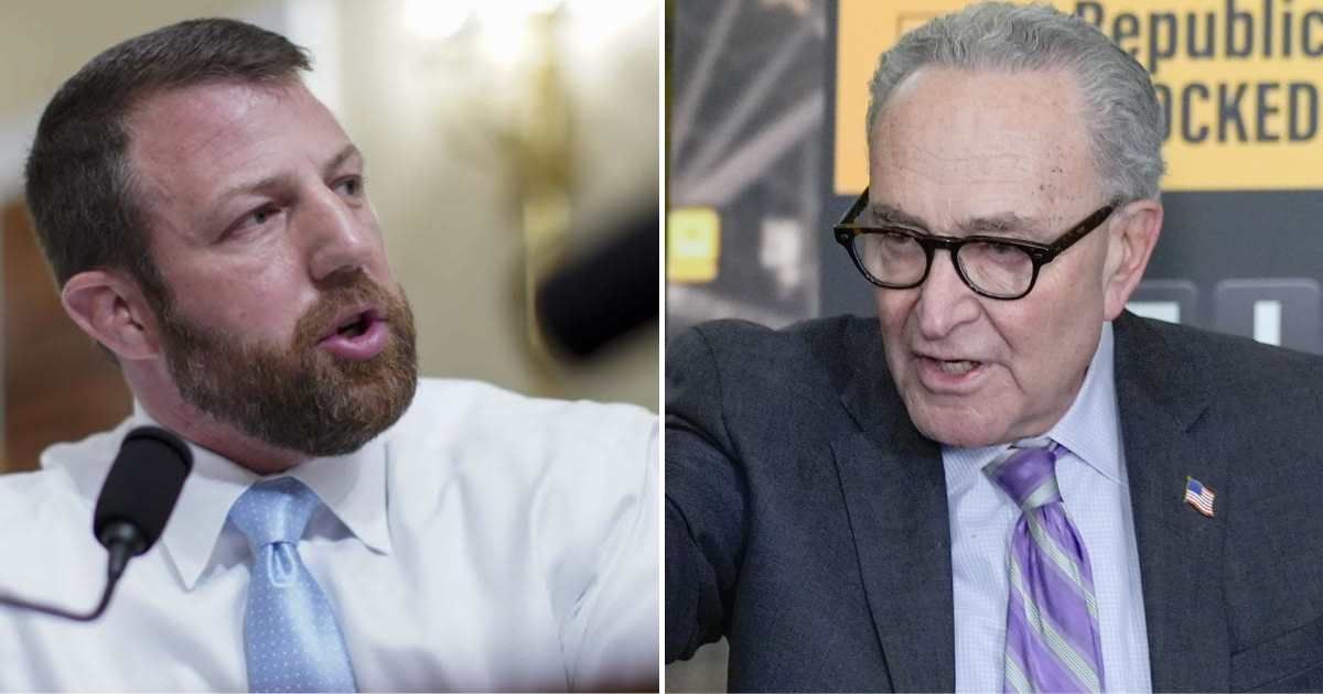 Homeland Security Secretary Markwayne Mullin criticized Senate Minority Leader Chuck Schumer on Fox News, accusing him of insulting ICE and DHS (Getty Images, AP Photos)
