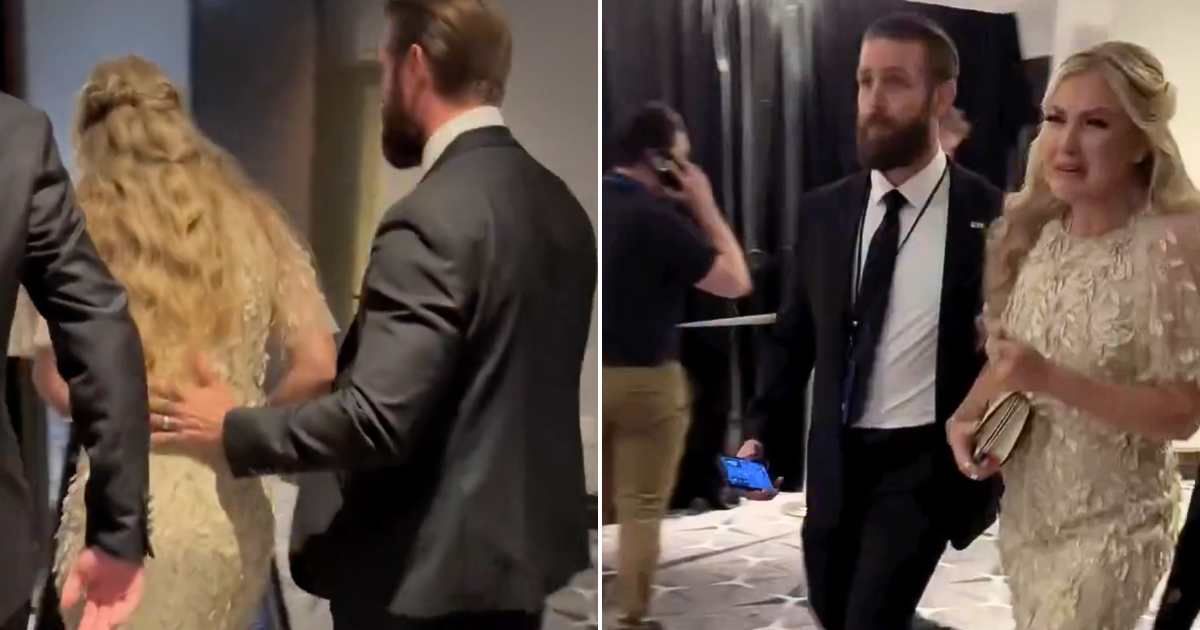 Erika Kirk was in tears as she was rushed out of the White House Correspondents’ Dinner after gunfire erupted outside the Washington Hilton ballroom on Saturday, April 25 (X/@visegrad24)