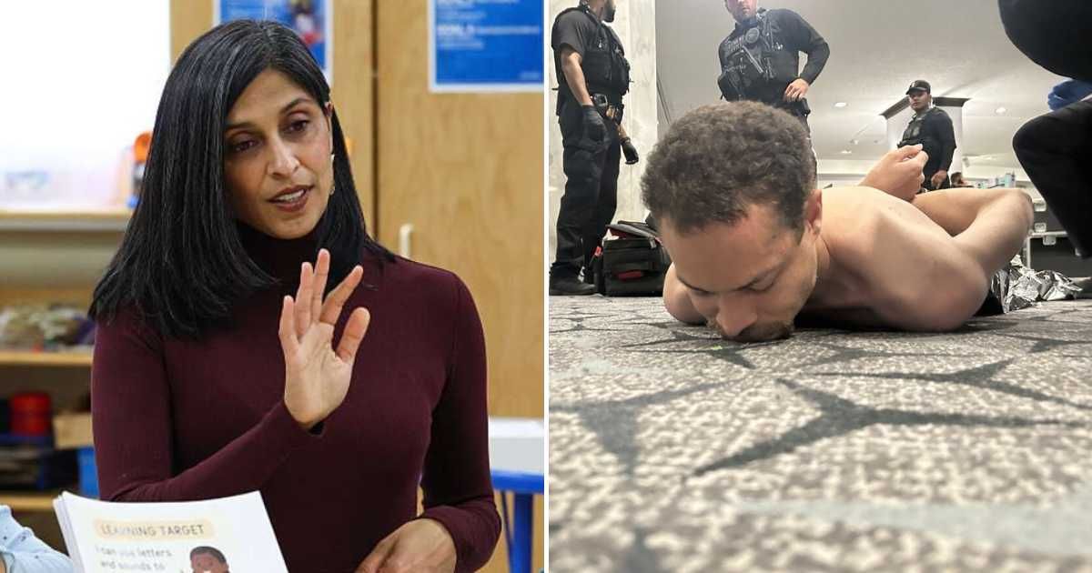 A video from 2017 claims to show Usha Vance alongside White House shooting suspect Cole Allen (Getty Images, @realDonaldTrump/Truth Social)