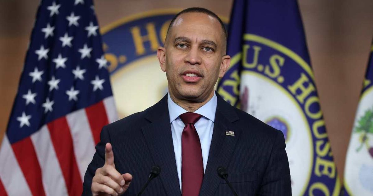 House Minority Leader Hakeem Jeffries condemned political violence but accused the GOP of hypocrisy after the WHCD shooting fallout (Getty Images)