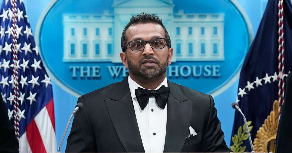 FBI director Kash Patel speaks in the James Brady Press Briefing Room at the White House after an unspecified threat at the annual White House Correspondents' Dinner (AP Photo/Jose Luis Magana)