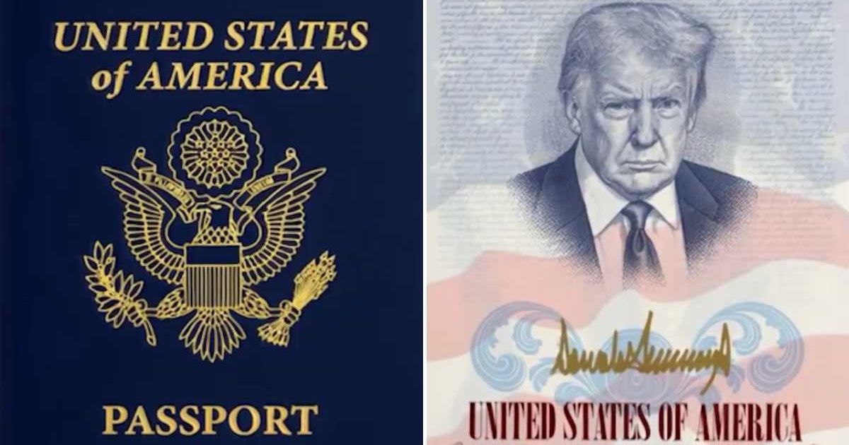 The new passport features President Donald Trump’s portrait, gold signature, updated cover text, and a 1777-style flag marking the nation’s 250th anniversary (Screengrab/White House/X)
