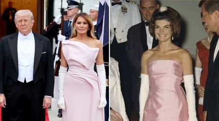 Melania Trump likened to Jackie Kennedy as she stuns in $80K pink gown at White House state dinner