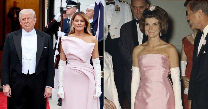 Melania Trump likened to Jackie Kennedy as she stuns in $80K pink gown at White House state dinner