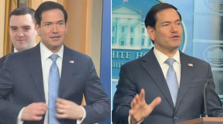 Marco Rubio playfully takes over press podium during Karoline Leavitt's maternity leave