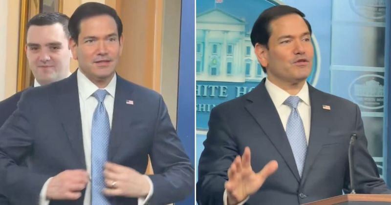 Marco Rubio playfully takes over press podium during Karoline Leavitt's maternity leave