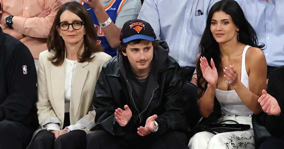 Timothee Chalamet attended a Knicks playoff game courtside alongside Kylie Jenner and Tina Fey at Madison Square Garden (Getty Images)