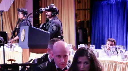 Fact Check: Does photo show Trump standing behind a curtain after WHCD shooting?