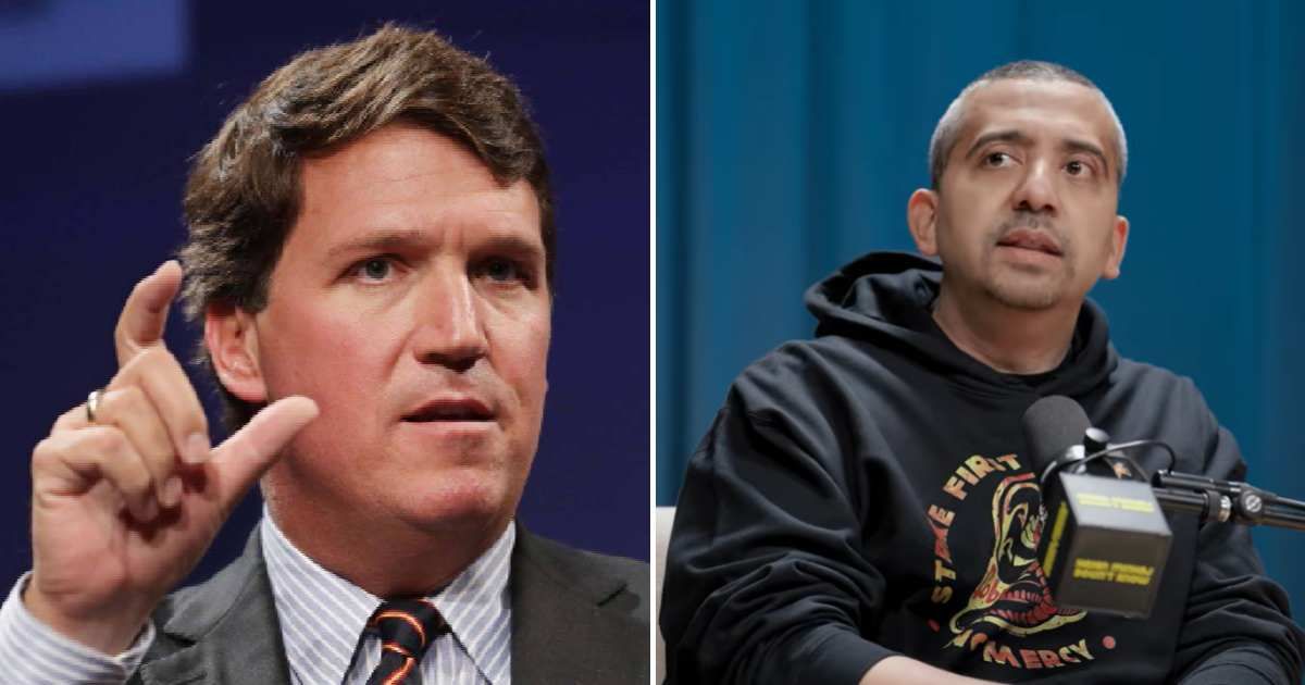 Mehdi Hasan argues Tucker Carlson’s anti-war position is attracting viewers and expanding his appeal (Getty Images, Hasan Minhaj/Youtube)