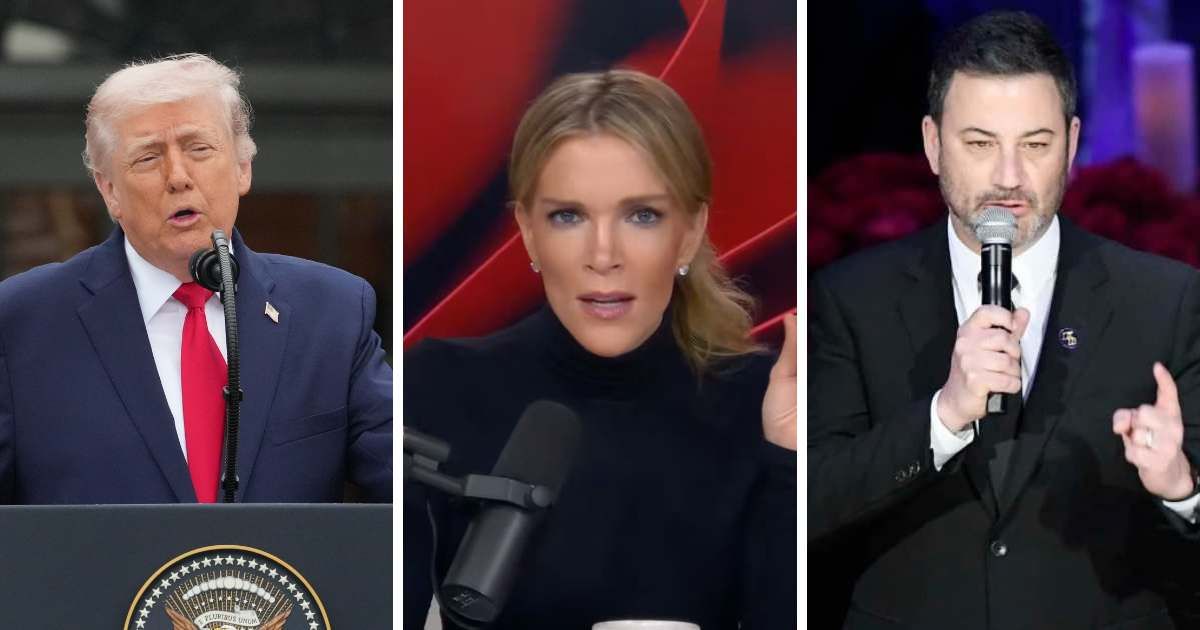 Megyn Kelly defended Jimmy Kimmel as President Trump called for him to be fired over jokes targeting Melania Trump (YouTube/Screengrab, Getty Images)