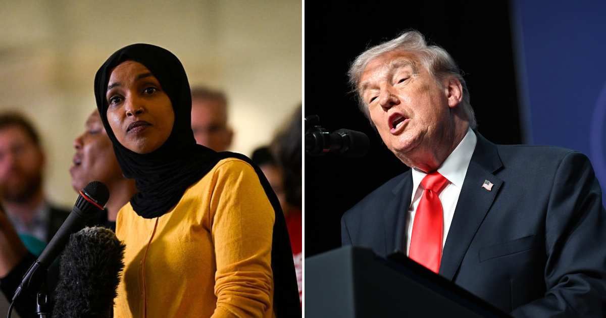 Donald Trump mocked Ilhan Omar with an accent while speaking at a rally in Florida on May 1 (Getty Images, Roberto Schmidt/Getty Images)