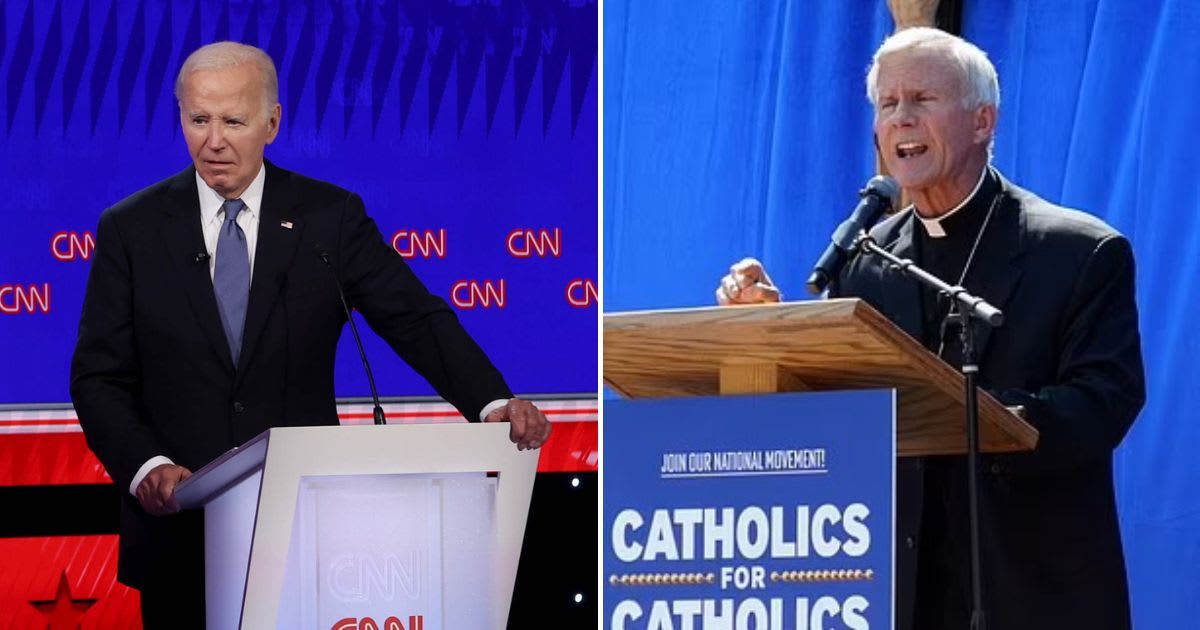 Bishop Joseph Strickland argued that Joe Biden’s public displays of faith appeared more like a facade than a genuine belief (Justin Sullivan/Getty Images, X/@NewsNew)
