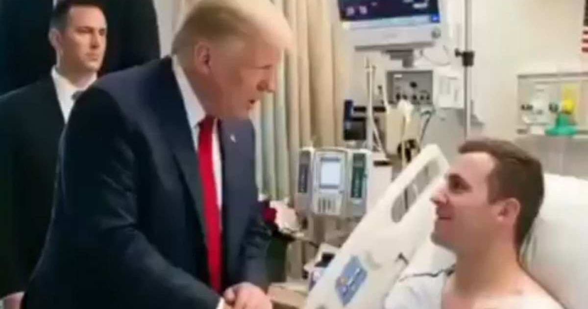 A viral video showed Trump meeting an injured Secret Service agent at a hospital (@maria07120/X)