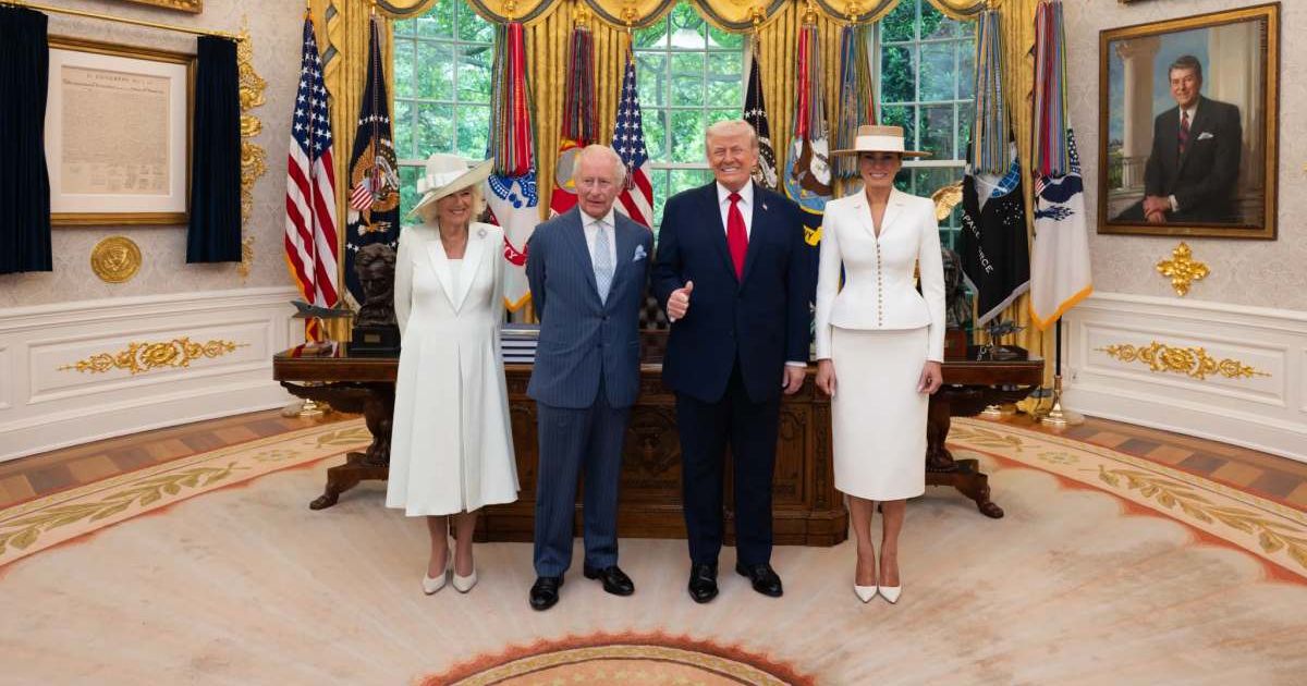Queen Camilla, King Charles III, President Donald Trump and First Lady Melania Trump were seen inside the Oval Office at the White House (whitehouse.gov)