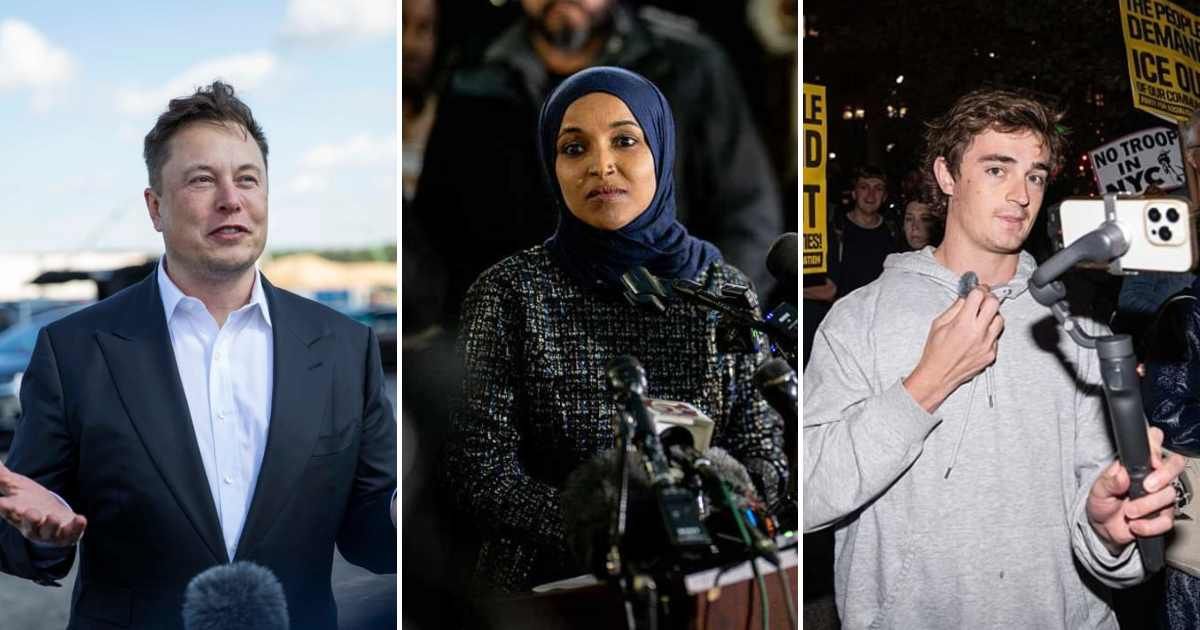 A rumor claimed Elon Musk sent Nick Shirley a report alleging Ilhan Omar deposited scam-earned cash in an offshore account (Getty Images)