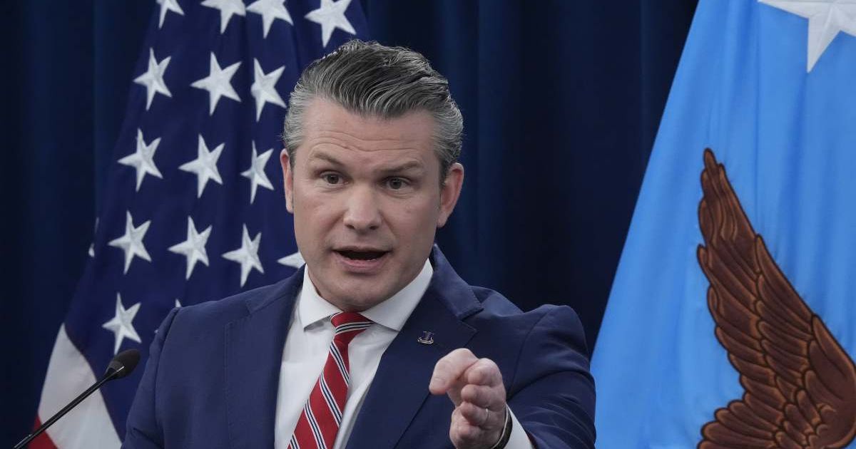 Defense Secretary Pete Hegseth speaks to members of the media during a press briefing at the Pentagon in Washington, Tuesday, May 5, 2026 (AP Photo/Manuel Balce Ceneta)