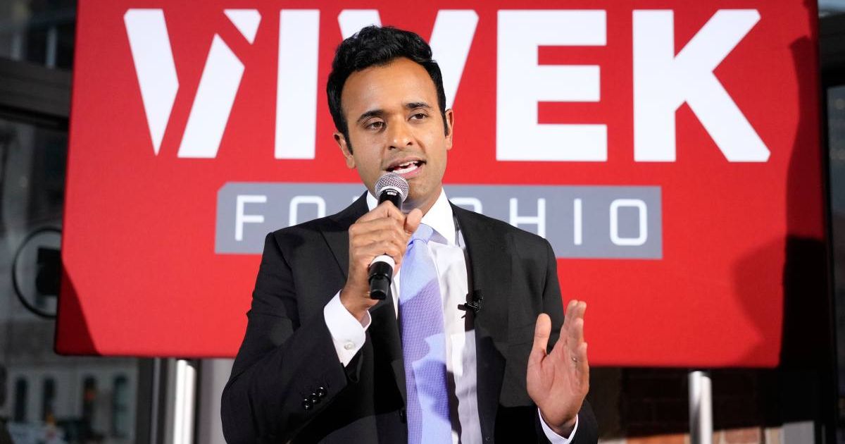Vivek Ramaswamy celebrates his Ohio GOP primary win after receiving a strong endorsement boost from Donald Trump (AP Photo/Carolyn Kaster)