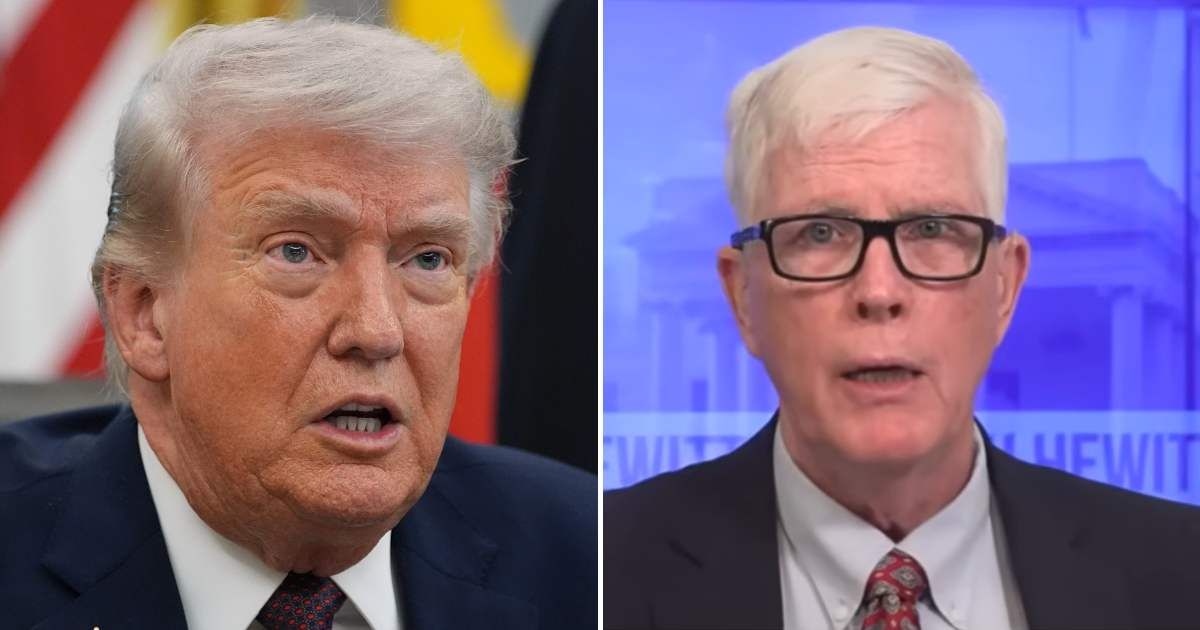 Days after interviewing Trump, Fox News contributor Hugh Hewitt slams administration's reported peace agreement with Iran (AP Photos, Hugh Hewitt/ Youtube)