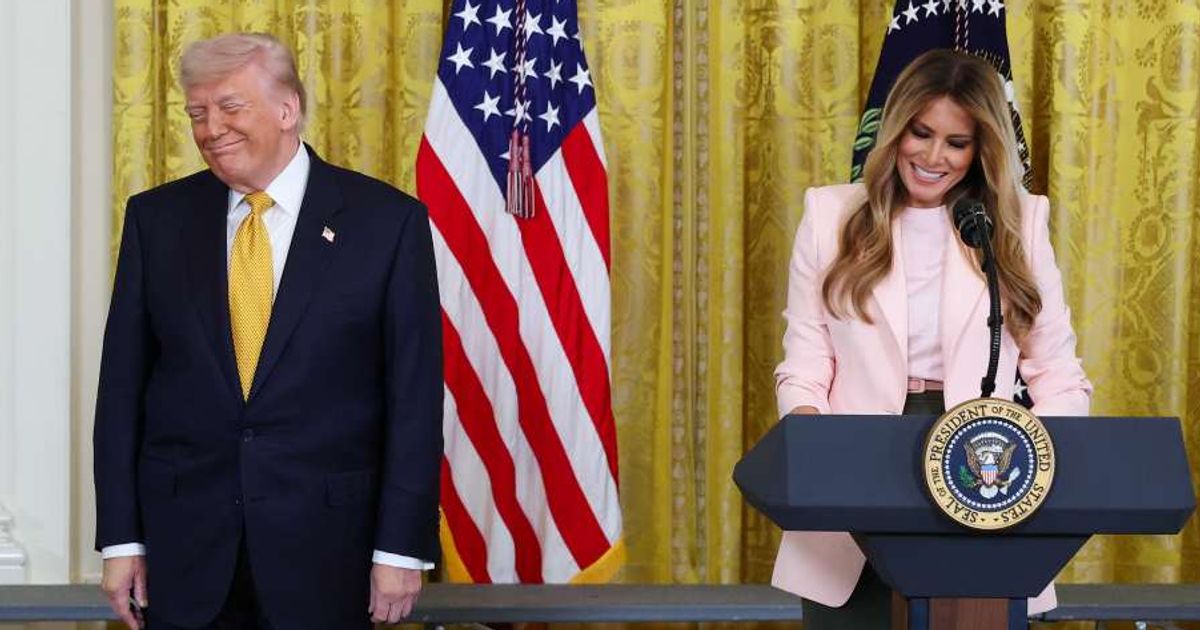 President Donald Trump joked that his phone kept changing Melania Trump’s name to 'Melody' during White House remarks (Getty Images)