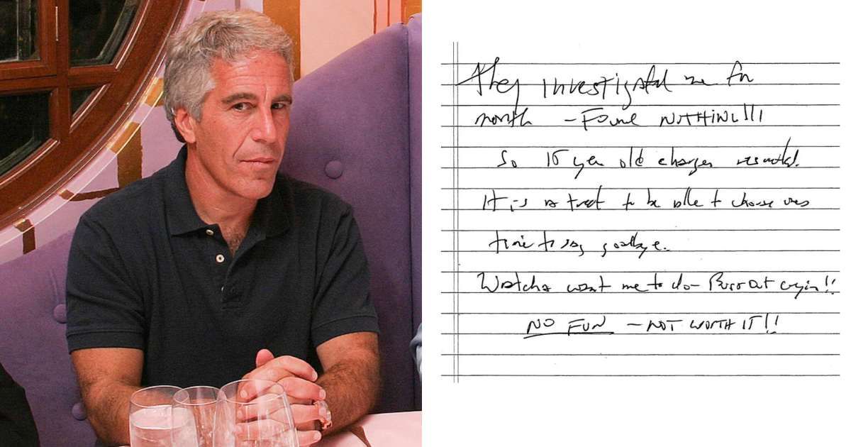 A handwritten note allegedly written by Jeffrey Epstein before he tried to kill himself was released following a New York court order (Getty Images, US District Court Southern District of New York)