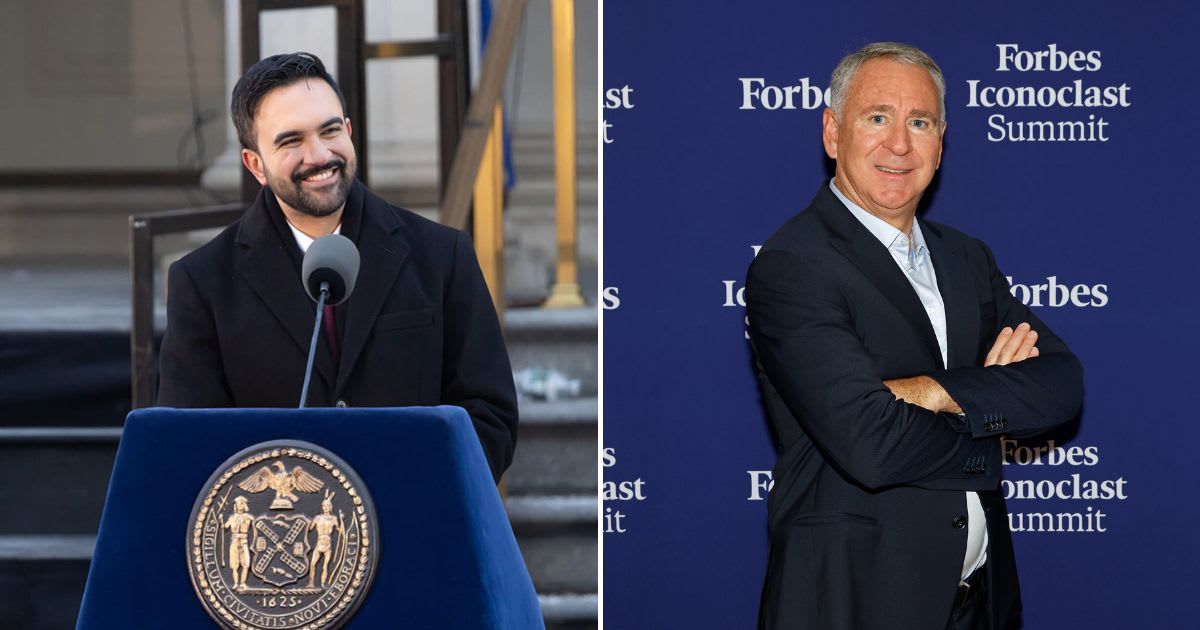 Ken Griffin was angered after Zohran Mamdani touted the proposed pied-a-terre tax in a video filmed outside his $238 million Midtown penthouse (BG048/Bauer-Griffin/GC Images, Taylor Hill/Getty Images)