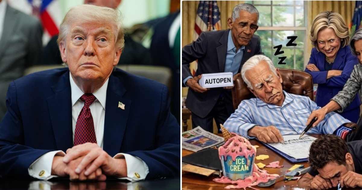 President Donald Trump shared an AI-generated image of former Presidents Joe Biden, Barack Obama and Bill Clinton while reviving criticism of the 'autopen' (AP Images, @RealDonaldTrump/TruthSocial)