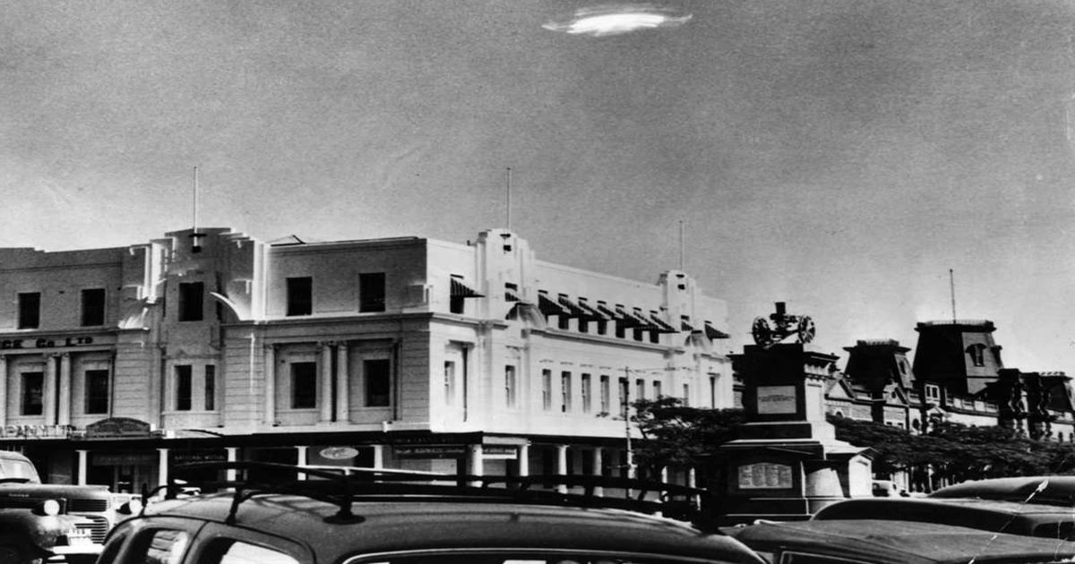 29th December 1953:  An Unidentified Flying Object in the sky over Bulawayo, Southern Rhodesia.  (Getty Images) 