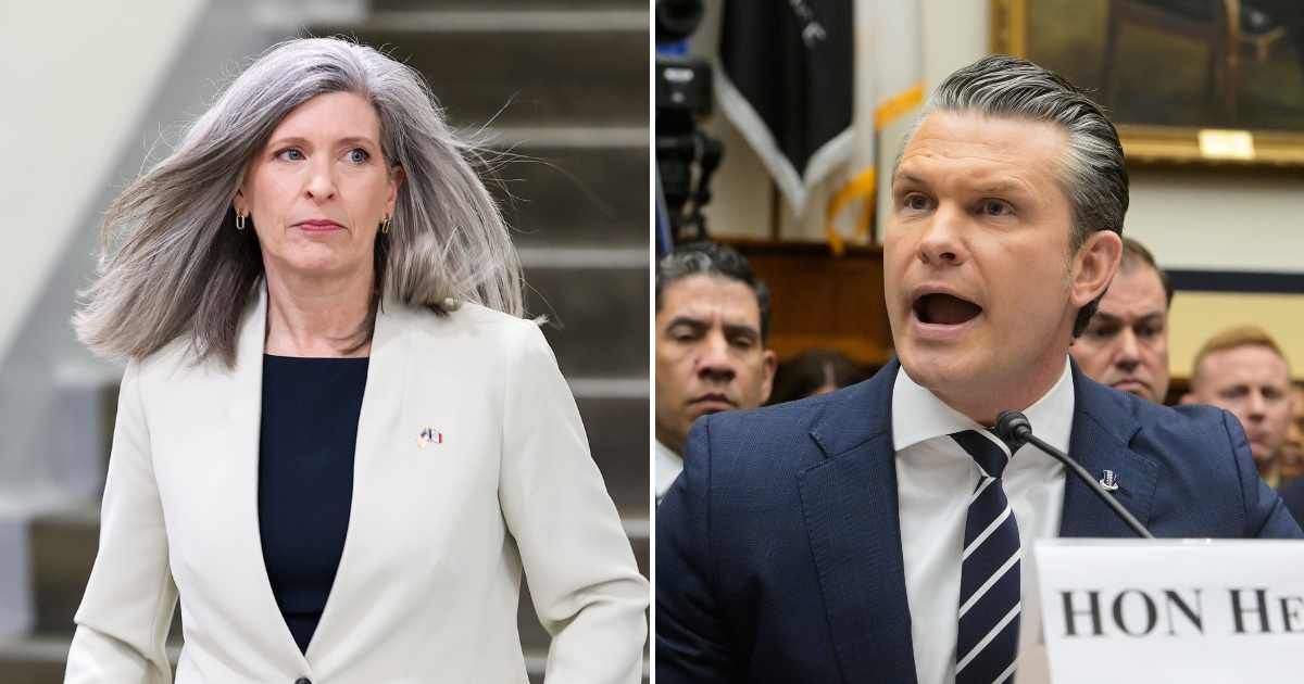 As per viral social media claims, Joni Ernst confronted Pete Hegseth over allegedly lying about his combat experience during a Senate hearing (Getty Images, AP Photo)