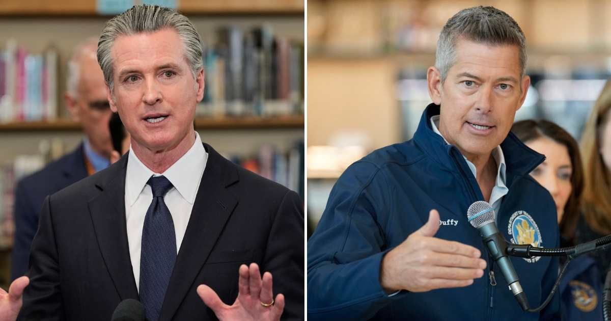 California Gov Gavin Newsom criticized Transportation Secretary Sean Duffy over reports tied to his reality show filming (Getty Images)