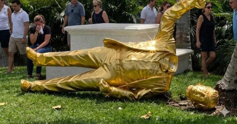 Fact Check: Was Trump’s gold statue at the Florida golf course vandalized?