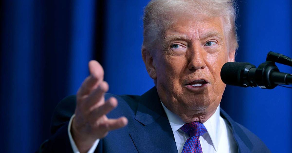 US President Donald Trump speaks during the inaugural meeting of the Board of Peace at the Donald Trump Institute of Peace in Washington, DC, on February 19, 2026 (Getty Images)