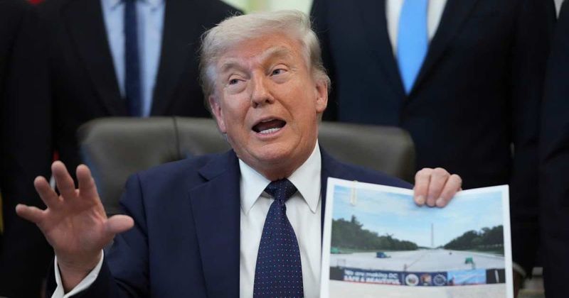 Trump hails 'American flag blue' repaint of the Reflecting Pool as nonprofit launches lawsuit