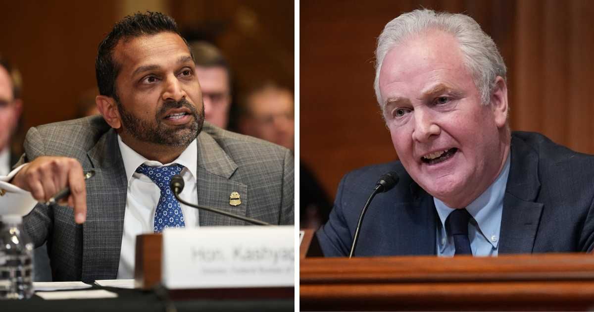 FBI Director Kash Patel locked horns with Democratic Senator Chris Van Hollen over accusations of overconsumption of alcohol (Getty Images)