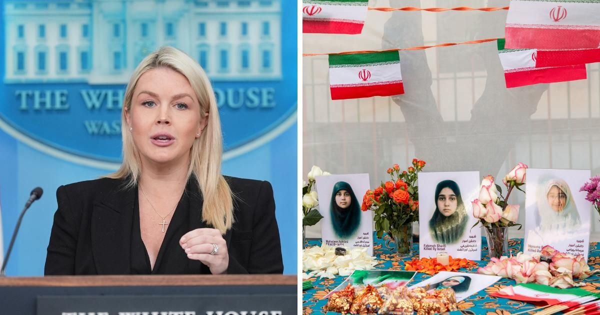 The Iranian embassy in Armenia seized congratulated Karoline Leavitt for her daughter's birth while reminding her of the US military air strike on an elementary school in Minab (Getty Images)