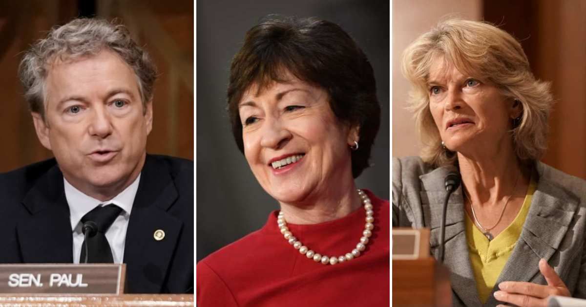 GOP Senators Rand Paul, Susan Collins, and Lisa Murkowski joined most Democrats in backing an effort to limit President Donald Trump's authority on Iran military action (Getty Images)
