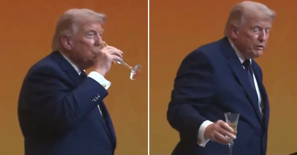 Multiple posts on social media platforms claimed that Trump broke his lifelong no-drinking alcohol rule to impress Chinese President Xi Jinping during his visit (X)