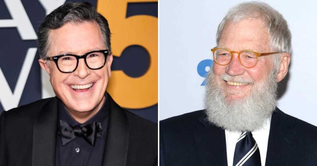 David Letterman joined Stephen Colbert for a chaotic rooftop stunt involving CBS furniture during ‘The Late Show’ (Getty Images)