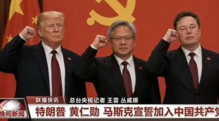 Fact Check: Did viral image show Trump, Musk, and Jensen Huang with fists raised before CCP flag?