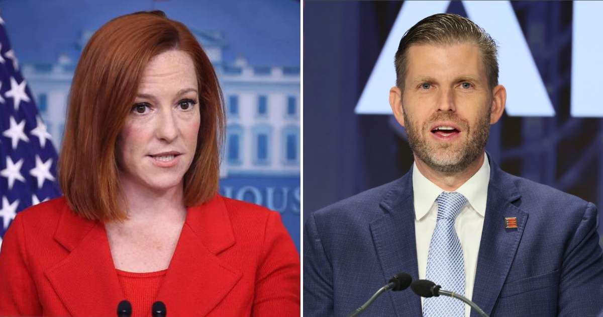 Eric Trump has announced plans to sue MS NOW host Jen Psaki after a segment on her show questioned his business ties during a presidential state visit to China (Getty Images)